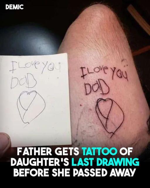 Dad whose little daughter died of cancer tattoos her last note on his body